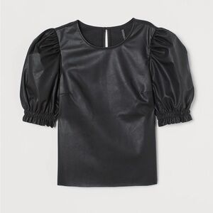 Faux Leather Blouse